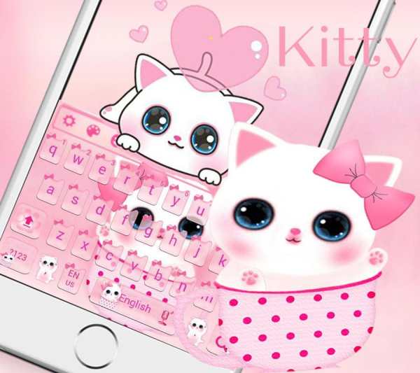 Pink Kitty Keyboard Theme screenshot 3