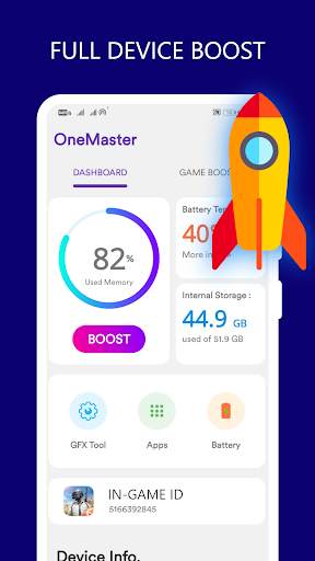 OneMaster game booster,lag fix screenshot 1