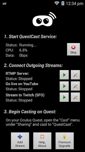 QuestCast: Twitch,YouTube…stream from Oculus Quest screenshot 1