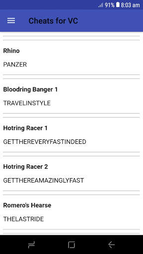 Cheats for VC - For all platforms screenshot 1