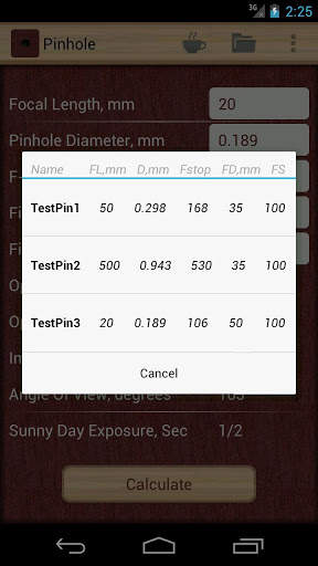 Pinhole Camera Calculator screenshot 4