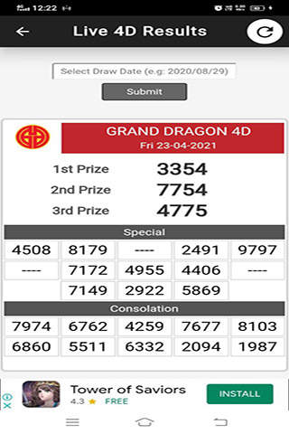 Live 4D Results 2021 screenshot 6