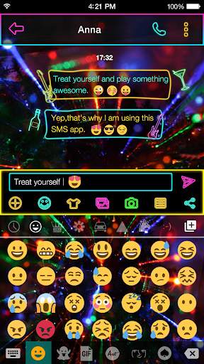 Emoji Keyboard Neon Rainbow स्क्रीनशॉट 2
