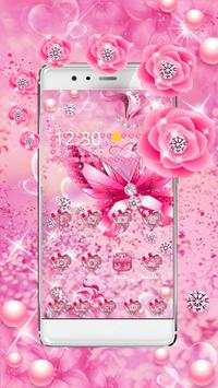 Pink Glitter Diamond Butterfly Theme screenshot 2