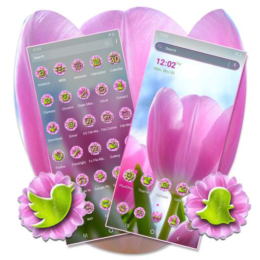 Pink Tulips Flowers Launcher Theme 1.0.0