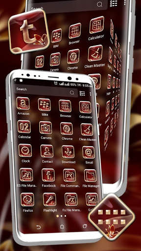 Red Floral Launcher Theme screenshot 2