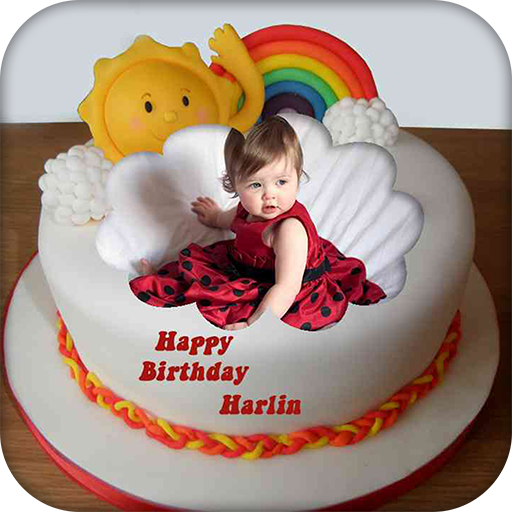 Name Photo on Birthday Cake أيقونة