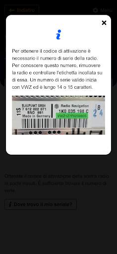Generatore codice autoradio screenshot 3