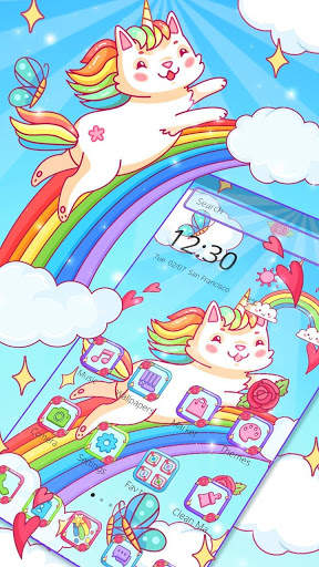 Color Unicorn Rainbow Cat Theme screenshot 2