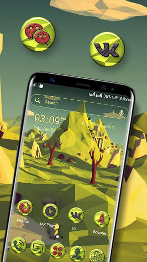 Green Art Polygon Launcher Theme screenshot 1