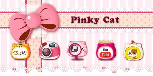 Pinky Cat GO Launcher Theme screenshot 6