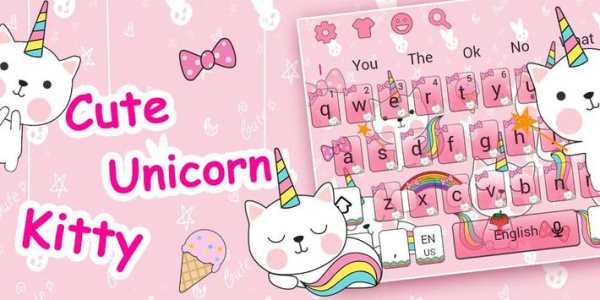 Cute Pink Unicorn Kitty-Keyboard Theme screenshot 5