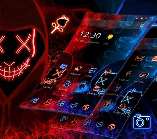 Blue Red Fire Led Mask Anonymous Theme скриншот 3