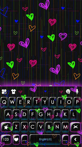 Doodle Neon Hearts Keyboard Theme screenshot 5