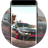 High speed racing car cool theme icon