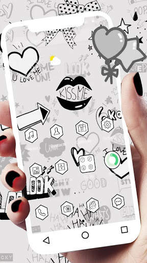 Black & White Graffiti APUS Launcher Theme screenshot 2