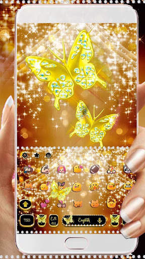 Gold Diamond Butterfly Keyboard Theme screenshot 2