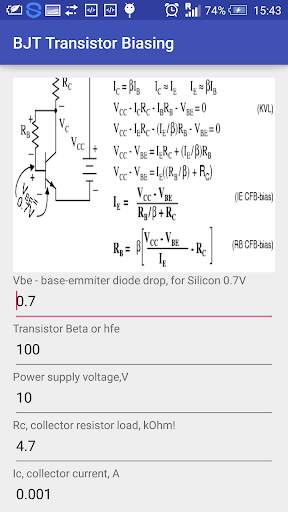 Transistor Biasing Calc screenshot 5