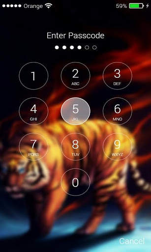 Passcode Lock screen Tiger lock screen Passcode 1 تصوير الشاشة