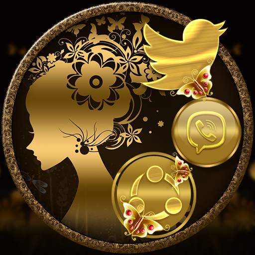 Gold Butterfly Girl Launcher Theme 4.3