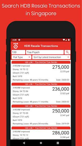 HDB Resale Transactions screenshot 1