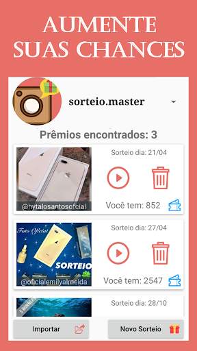 Sorteio Master - comentários automáticos screenshot 2