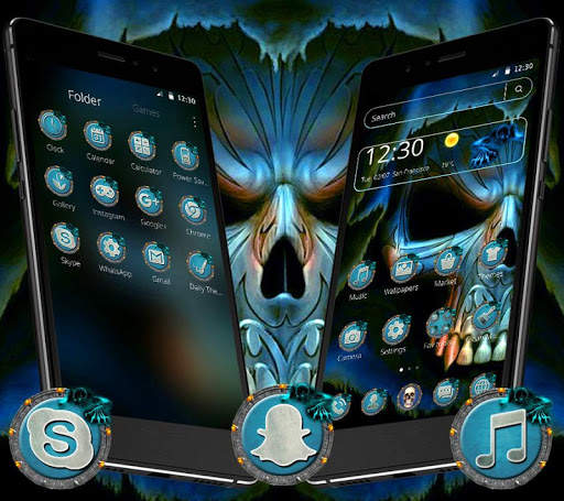 Blue Horror Skull Theme screenshot 3
