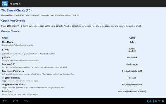 Cheats for The Sims screenshot 3