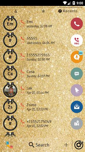 Glitter Gold Bow Phone Dialer Theme screenshot 4