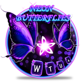 ikon Twinkling Neon Butterflies Keyboard Theme