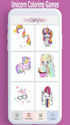 Unicorn - Color by Number,pixel art coloring game screenshot 2