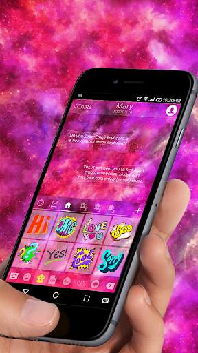 Pink Galaxy -KK Emoji Keyboard screenshot 3