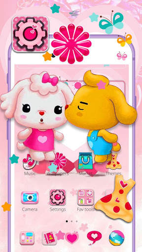 Cute Pink Cartoon Couple Theme screenshot 4