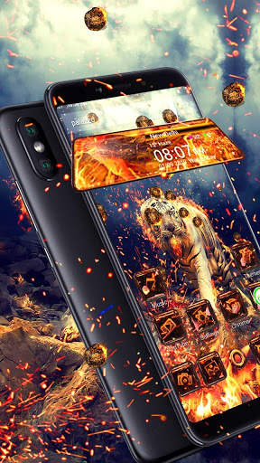 Fire Tiger 3D Glass Tech Theme screenshot 2