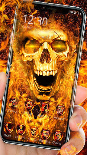 Scary Fire Skull Launcher Theme Live HD Wallpapers screenshot 1