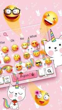 Cute Pink Unicorn Kitty-Keyboard Theme screenshot 3
