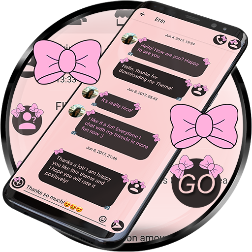 SMS Theme Ribbon Pink messages icon