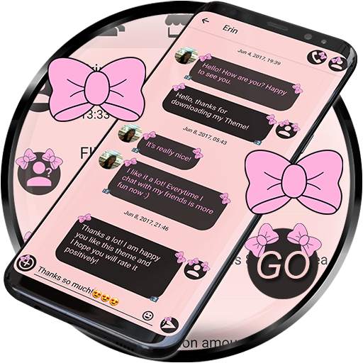 SMS Theme Ribbon Pink messages 250