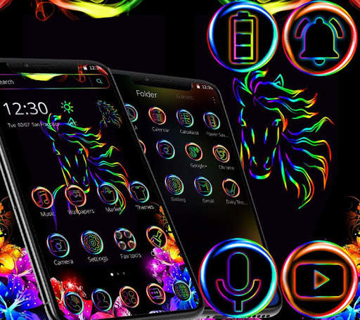 Neon line unicorn theme screenshot 2
