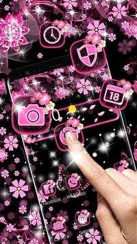 Black Pink Flowers Theme screenshot 2