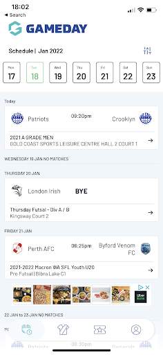 GameDay App screenshot 2