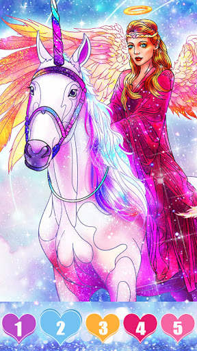 Unicorn color by number: Coloring games offline screenshot 2