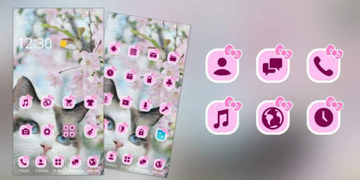 Pink Flower Lovely Cat Theme screenshot 4
