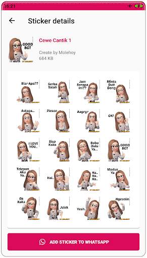 Stiker Cewe Cantik WAStickerApps screenshot 2