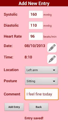 Blood pressure screenshot 1