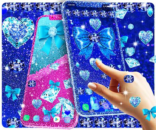 Blue glitter diamond wallpaper screenshot 2