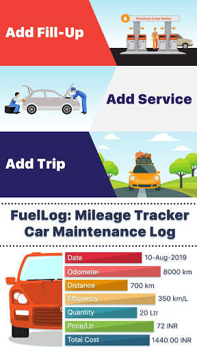FuelLog: Mileage Tracker, Car Maintenance Log स्क्रीनशॉट 1