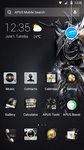 Black gold wild lion APUS launcher theme screenshot 1