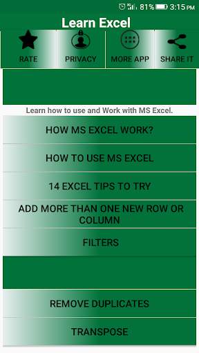 Learn MS Excel Offline screenshot 1