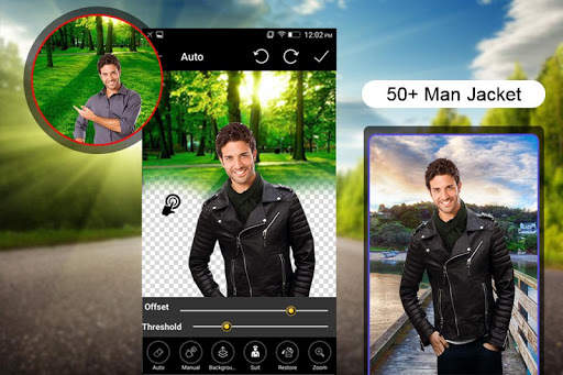 Man Leather jacket Photo Suit : Cut Paste Editor скриншот 1
